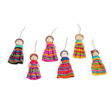 Set of 6 Guatemalan Worry Doll Ornaments Crafted by Hand - Worry Dolls Share the Love