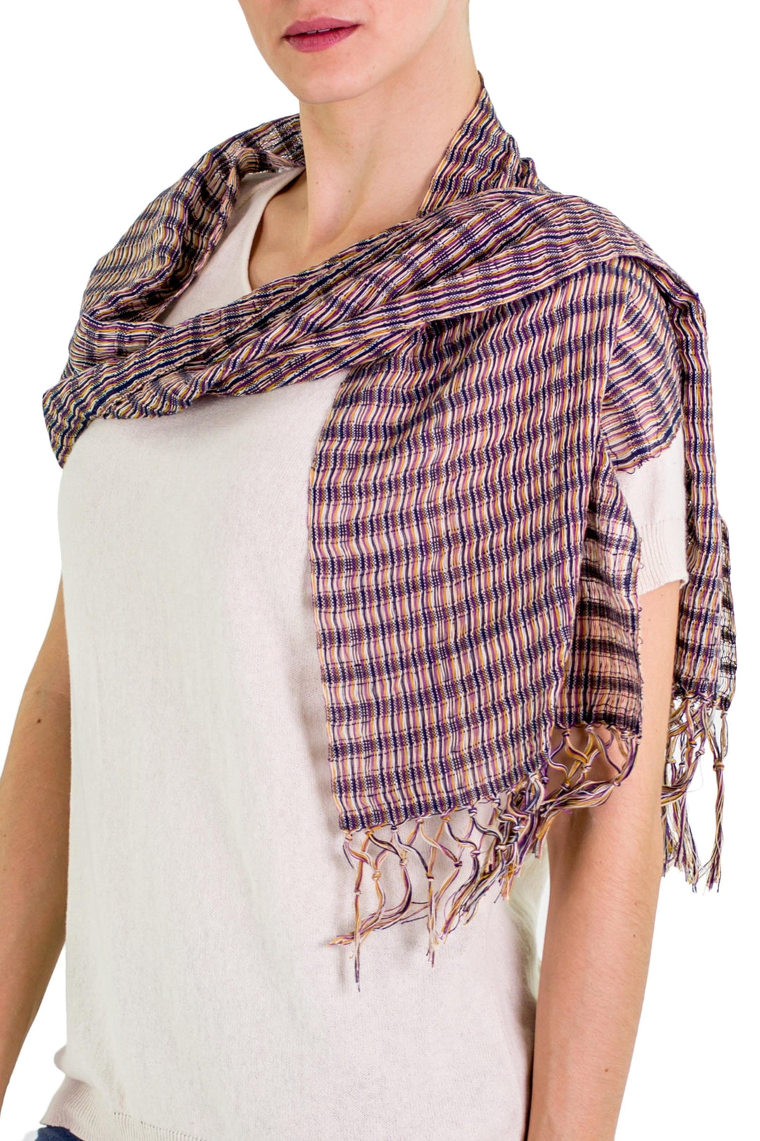 Light Cotton Scarf in Blue - Subtle Blue Textiles