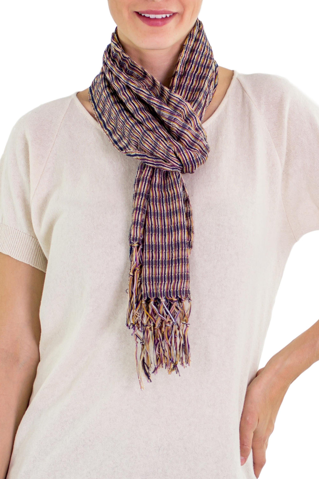 Light Cotton Scarf in Blue - Subtle Blue Textiles