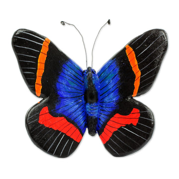 Colorful Handcrafted Ceramic Moth Sculpture from Guatemala - Paradise Moth