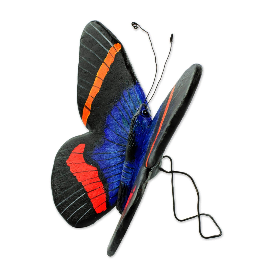 Colorful Handcrafted Ceramic Moth Sculpture from Guatemala - Paradise Moth
