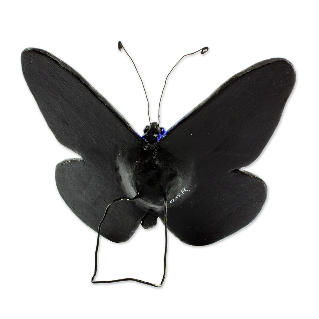 Colorful Handcrafted Ceramic Moth Sculpture from Guatemala - Paradise Moth