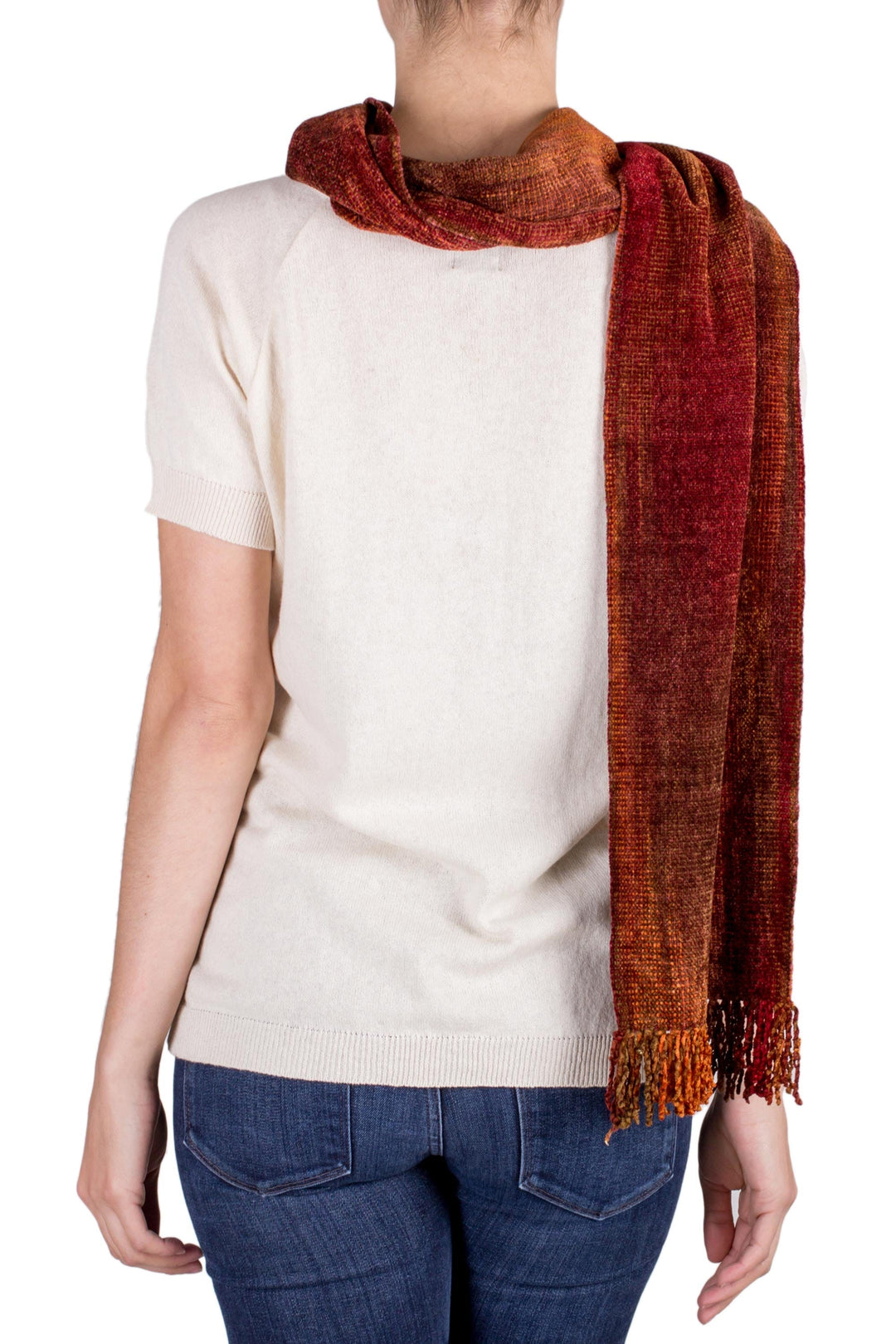 Rayon Scarf in Orange and Red - Orange Dreamer