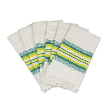 Multicolor 100% Cotton Napkins from Guatemala (Set of 6) - Culinary Inspiration in Green