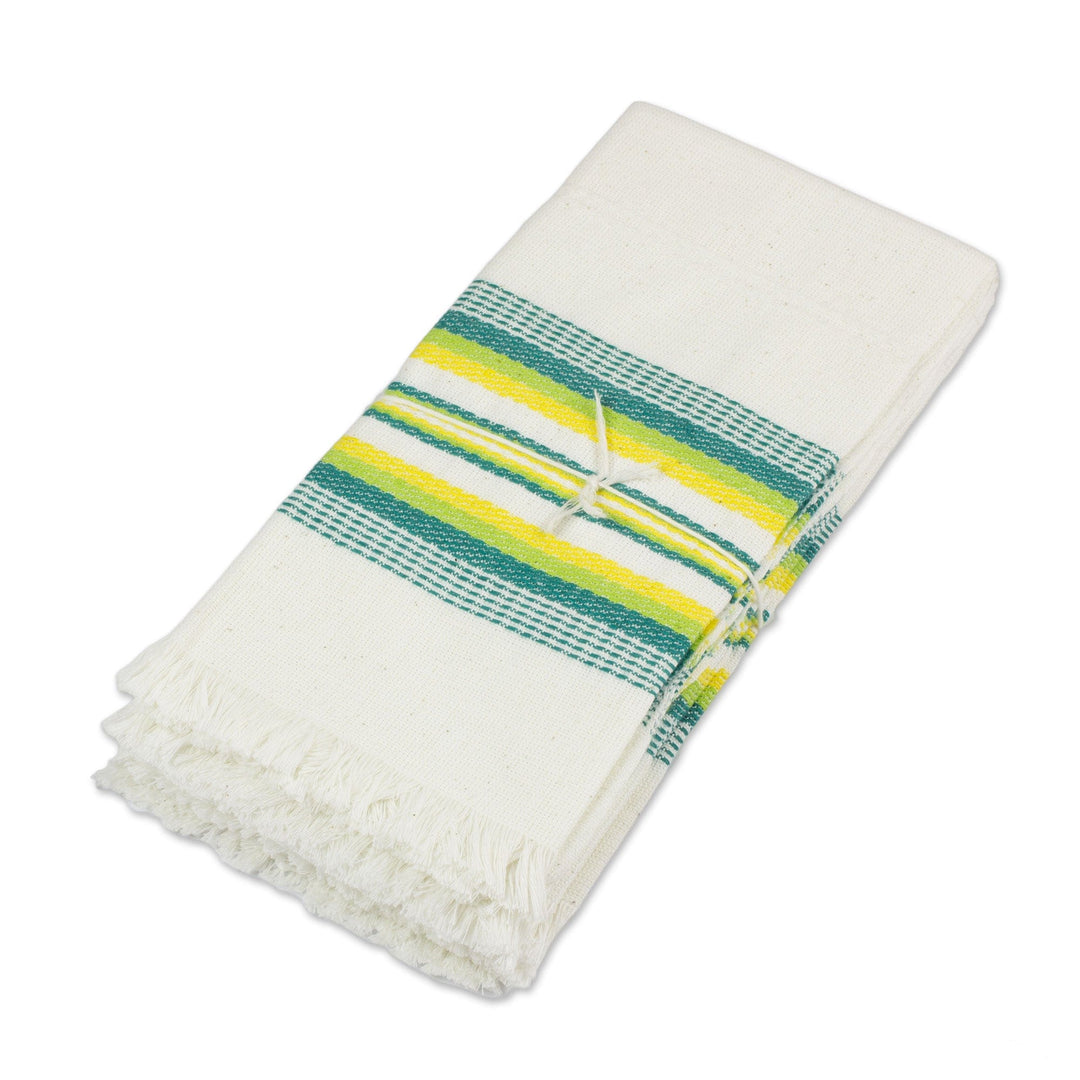 Multicolor 100% Cotton Napkins from Guatemala (Set of 6) - Culinary Inspiration in Green