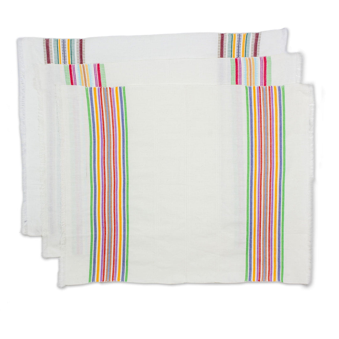 Striped Multicolor 100% Cotton Dishtowels (Set of 3) - Celebration