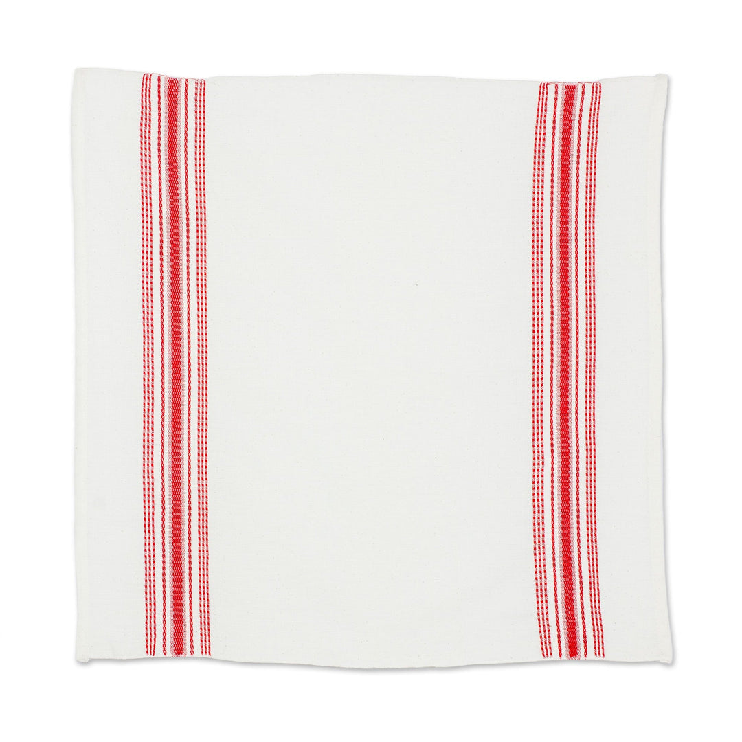 Red and White Striped Cotton Napkins (Set of 6) - Peaceful Lines
