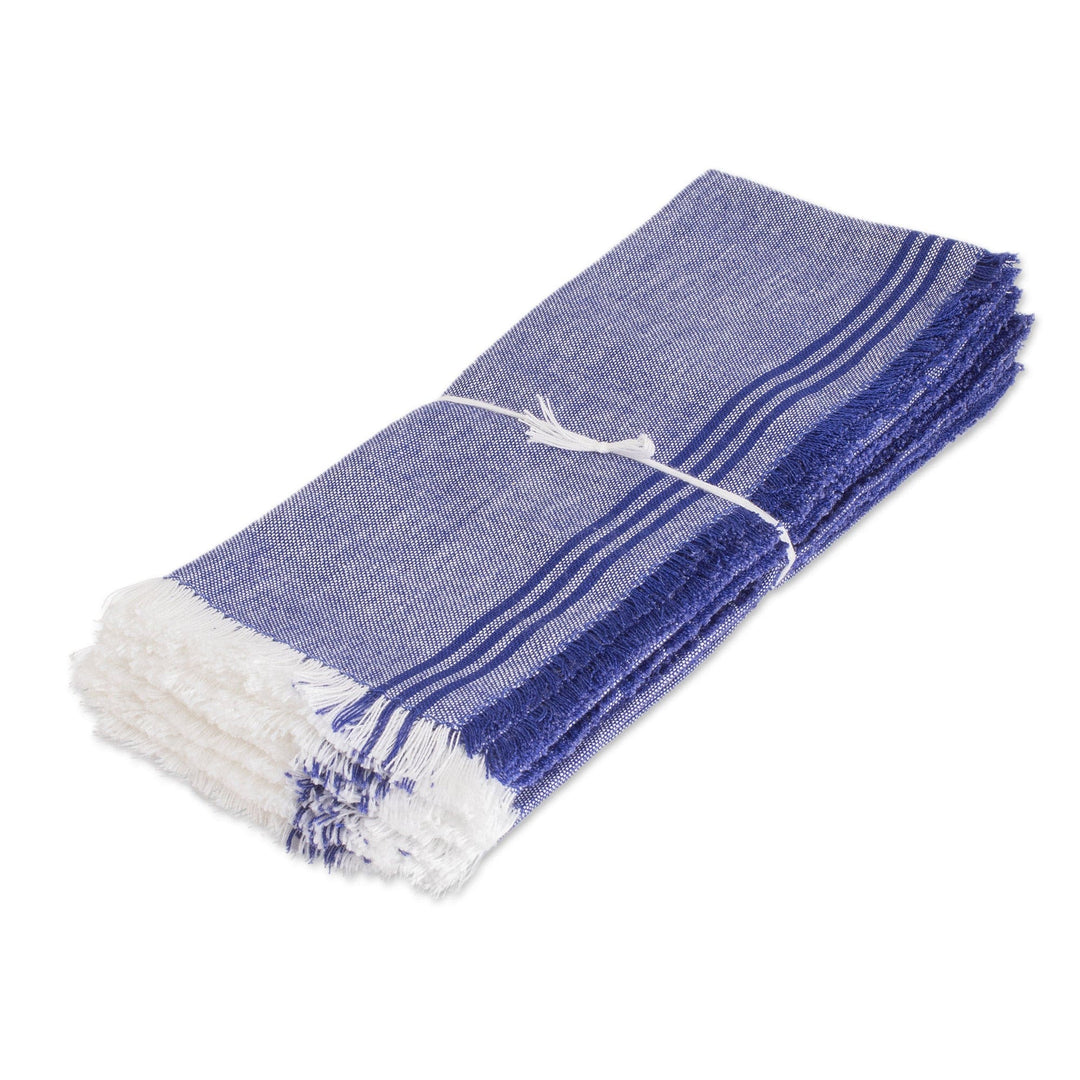 Blue 100% Cotton Napkins from Guatemala (Set of 6) - Delights of Home