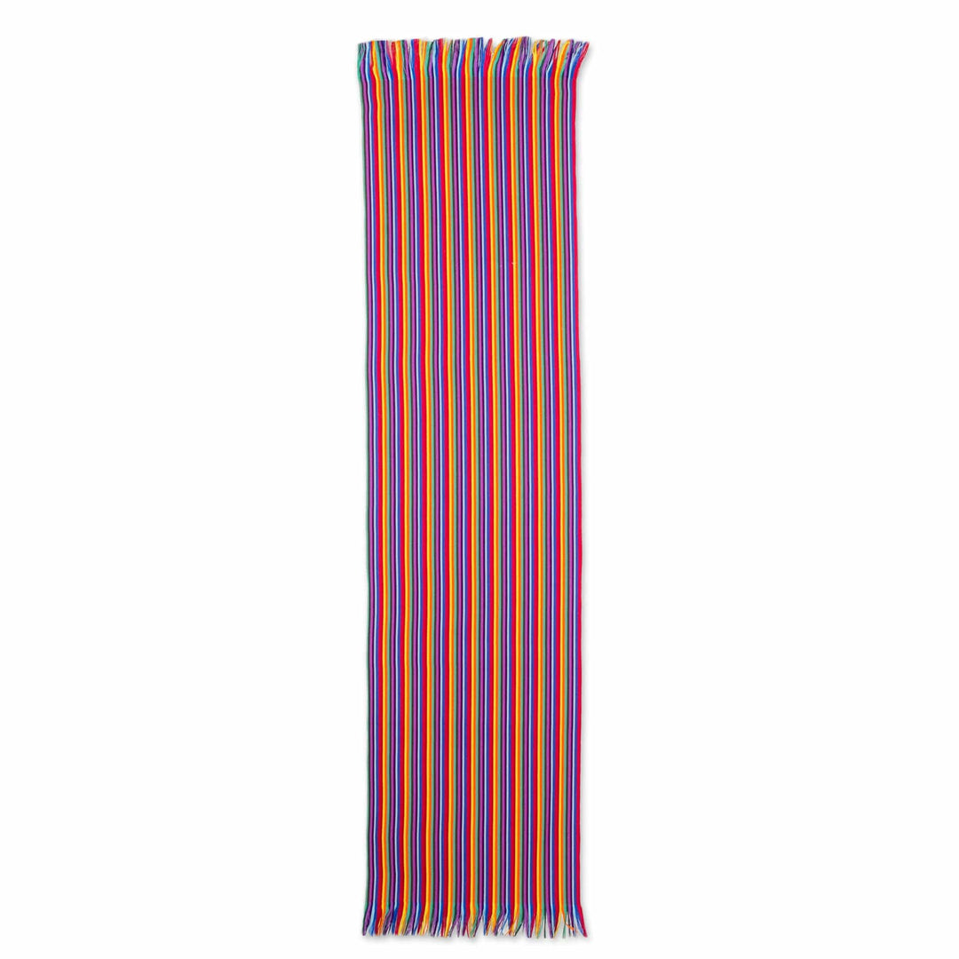 Multicolor Striped Cotton Table Runner from Guatemala - Rainbow Colors