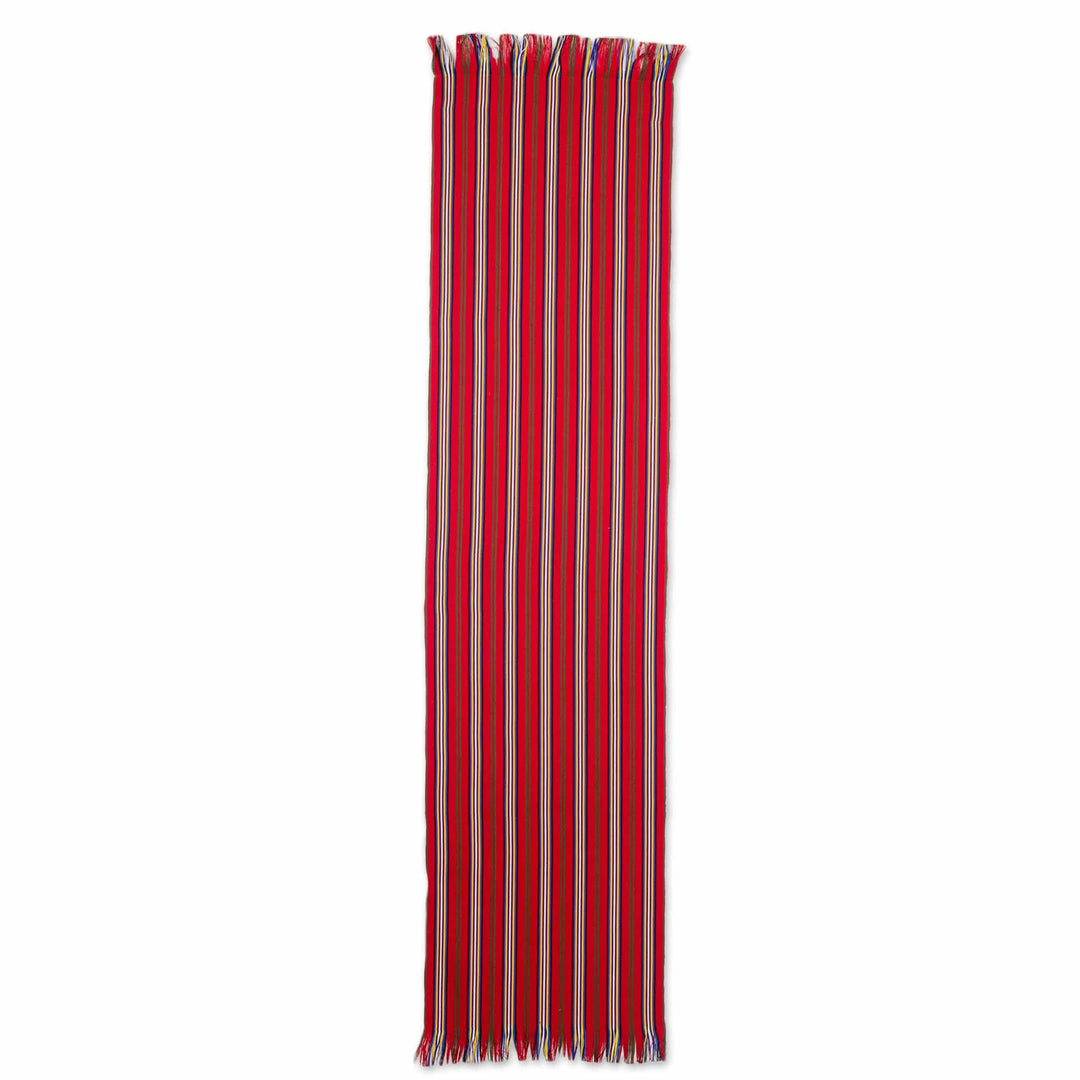 Red Striped 100% Cotton Table Runner from Guatemala - Latin Festival