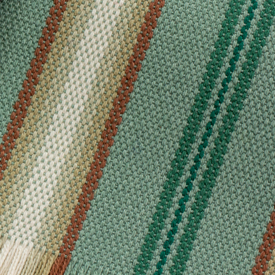 Six Striped Cotton Placemats in Celadon from Guatemala - Celadon Trails