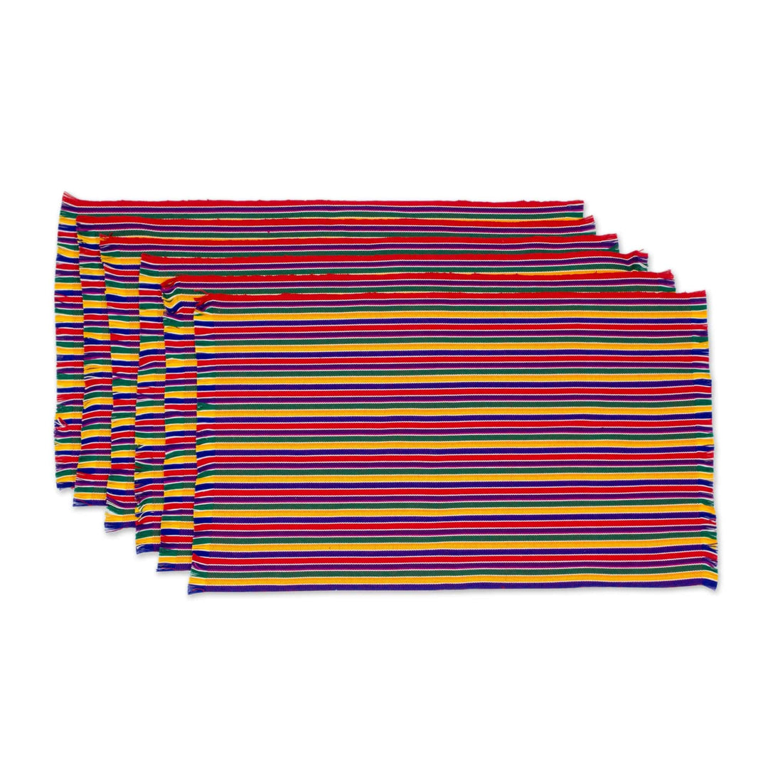 Six Striped Cotton Placemats - Trails of Happiness