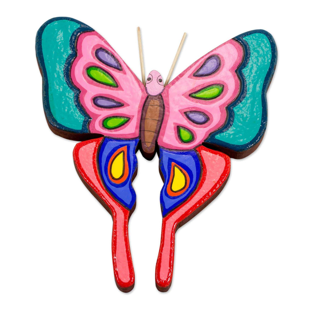 Pair of Pinewood Butterfly Wall Sculptures from El Salvador - Beauty in the Air