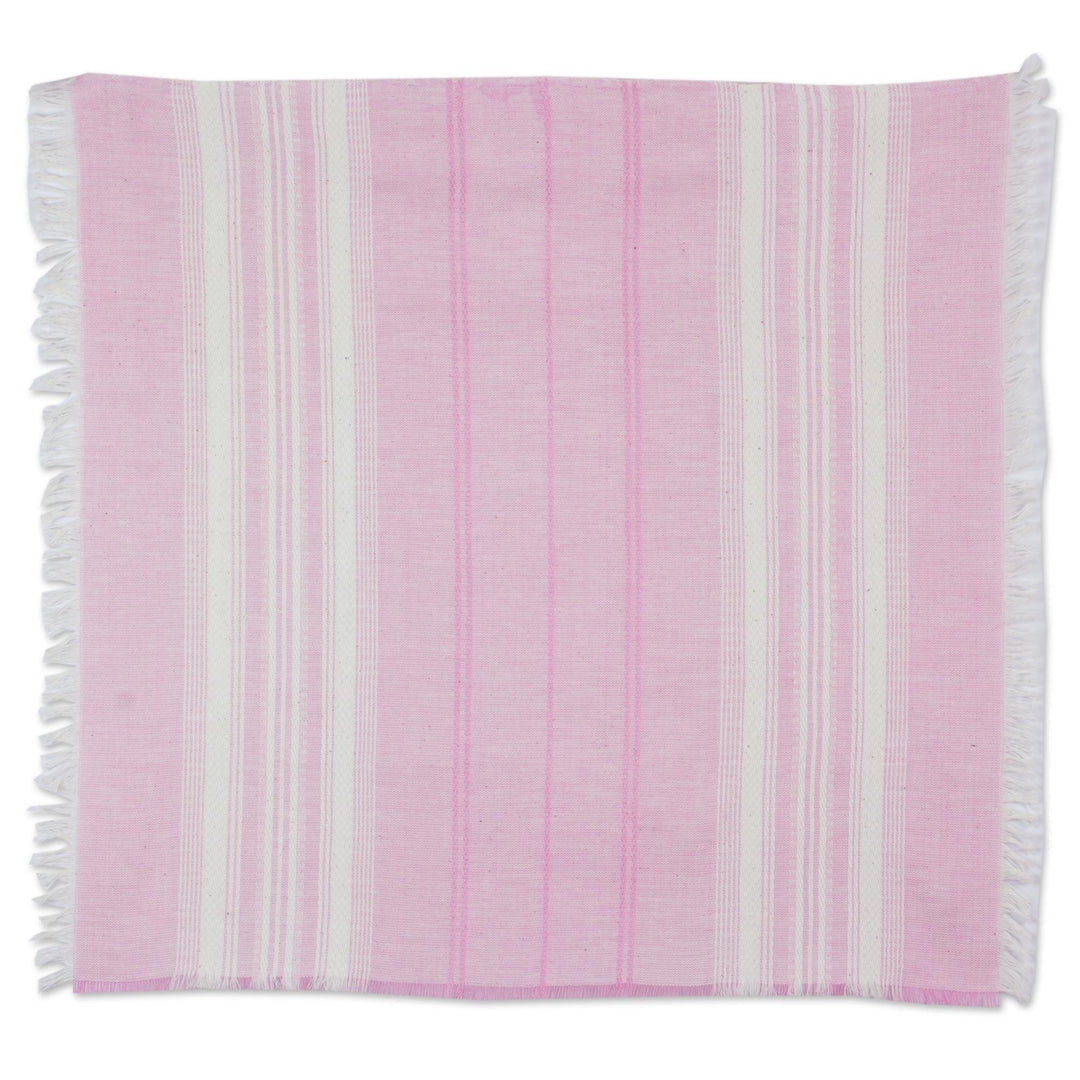 Pink Striped 100% Cotton Napkins from Guatemala (Set of 6) - Rosy Inspiration