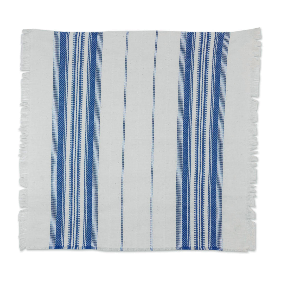 Striped 100% Cotton Napkins from Guatemala (Set of 6) - Cheerful Kitchen in Blue