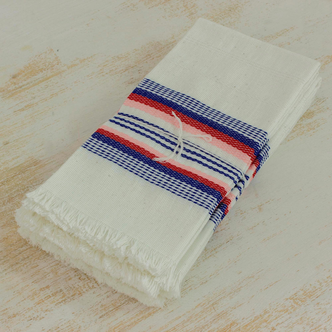 Striped 100% Cotton Napkins from Guatemala (Set of 6) - Dinner Guest