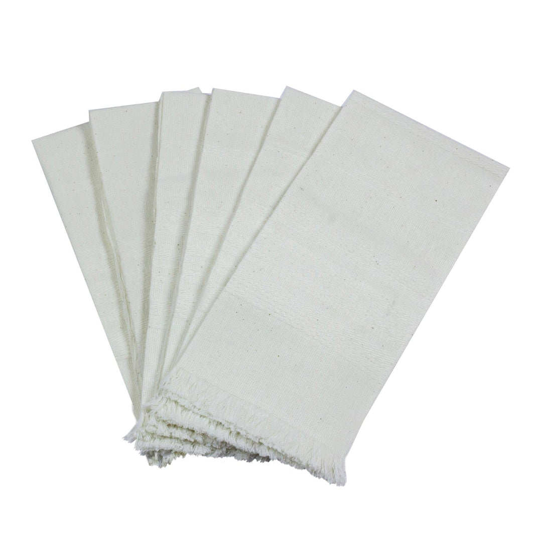 Six Handwoven Cotton Napkins in Eggshell from Guatemala - Parallel Purity