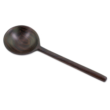 Handcrafted Dark Brown Cericote Wood Serving Spoon - Dinner in Peten