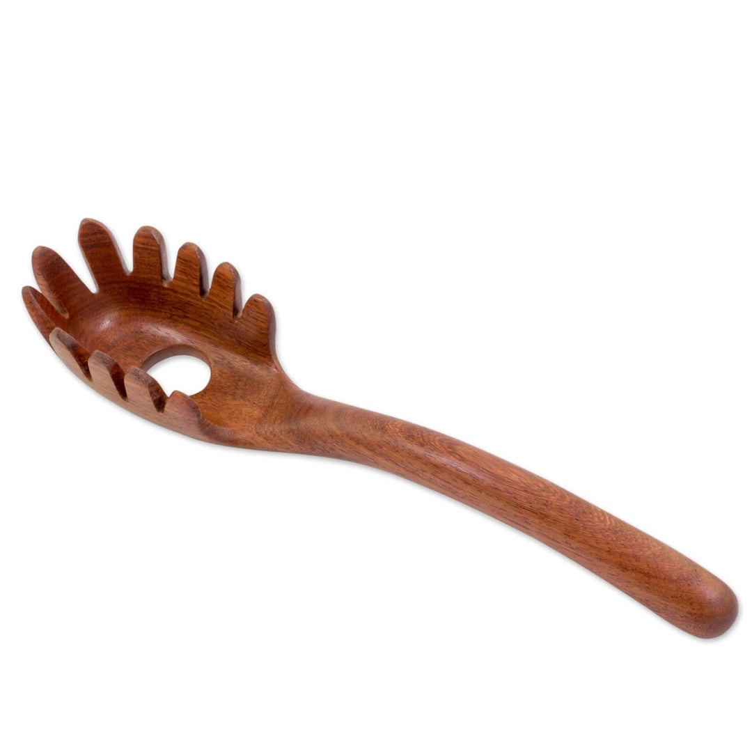 Hand Carved Manchiche Wood Spaghetti Spoon - Home Cooking
