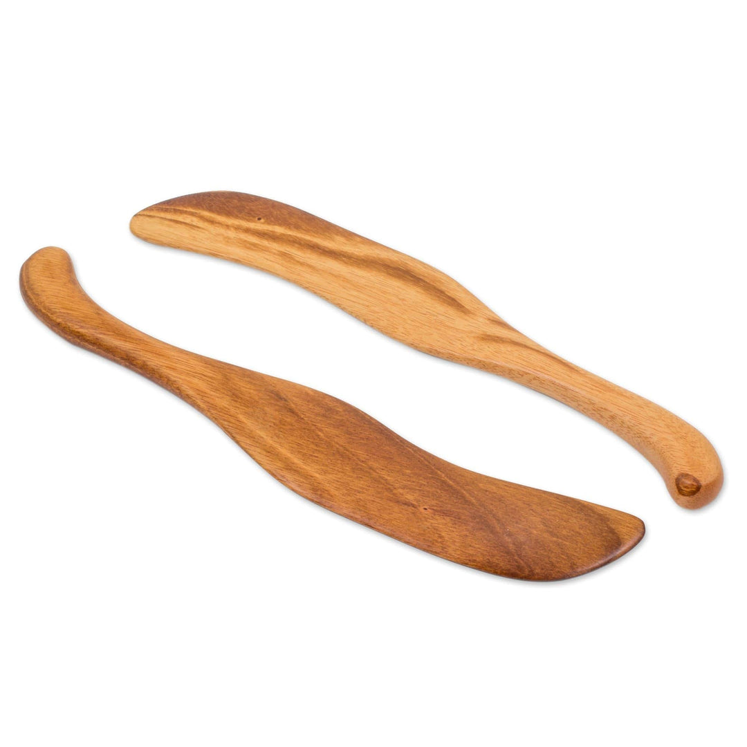 Hand Carved Jobillo Wood Spatulas from Guatemala (Pair) - Peten Cooking