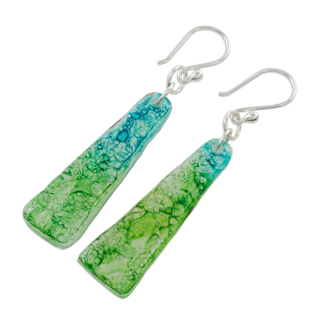 Recycled CD Earrings on 925 Silver Hooks Handcrafted Jewelry - Peaceful Life