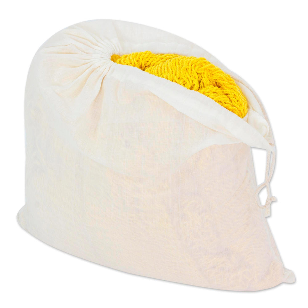 Hand Woven Yellow Cotton Hammock from Nicaragua (Single) - Fresh Air in Yellow
