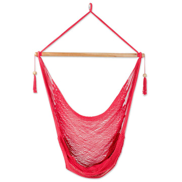 Hand Woven Red Cotton Hammock Swing - Relax in Red