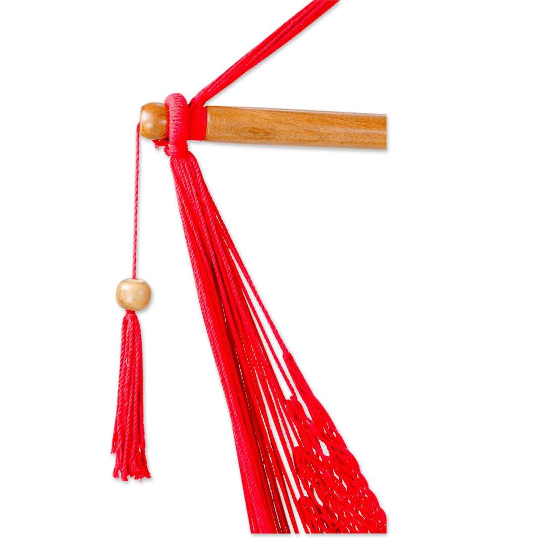 Hand Woven Red Cotton Hammock Swing - Relax in Red
