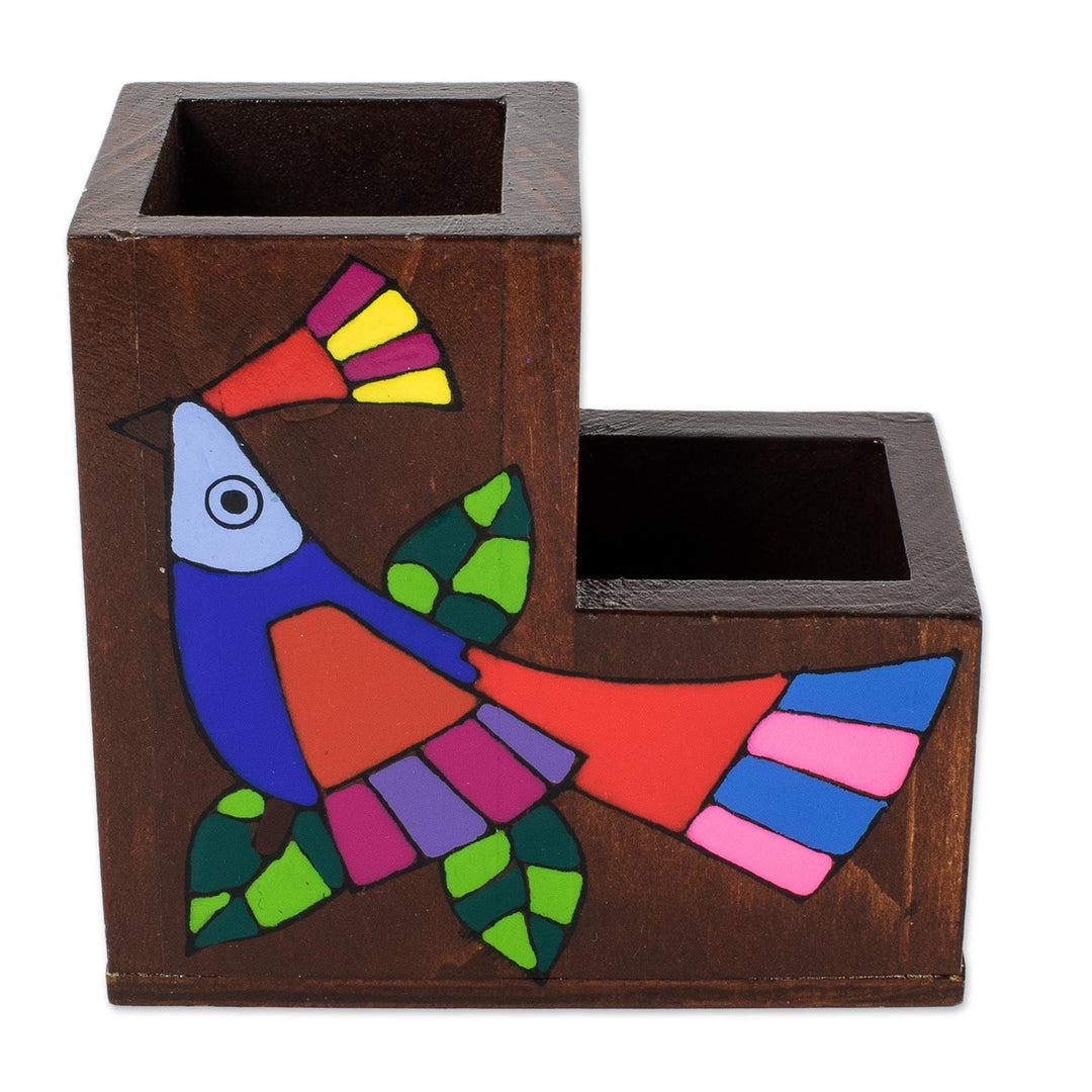Handpainted Wood Desk Organizer - Flora and Fauna
