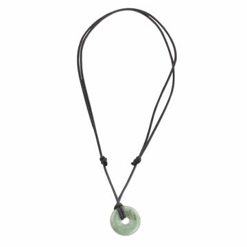 Light Green Circular Jade Pendant Necklace from Guatemala - Mayan Circle of Love