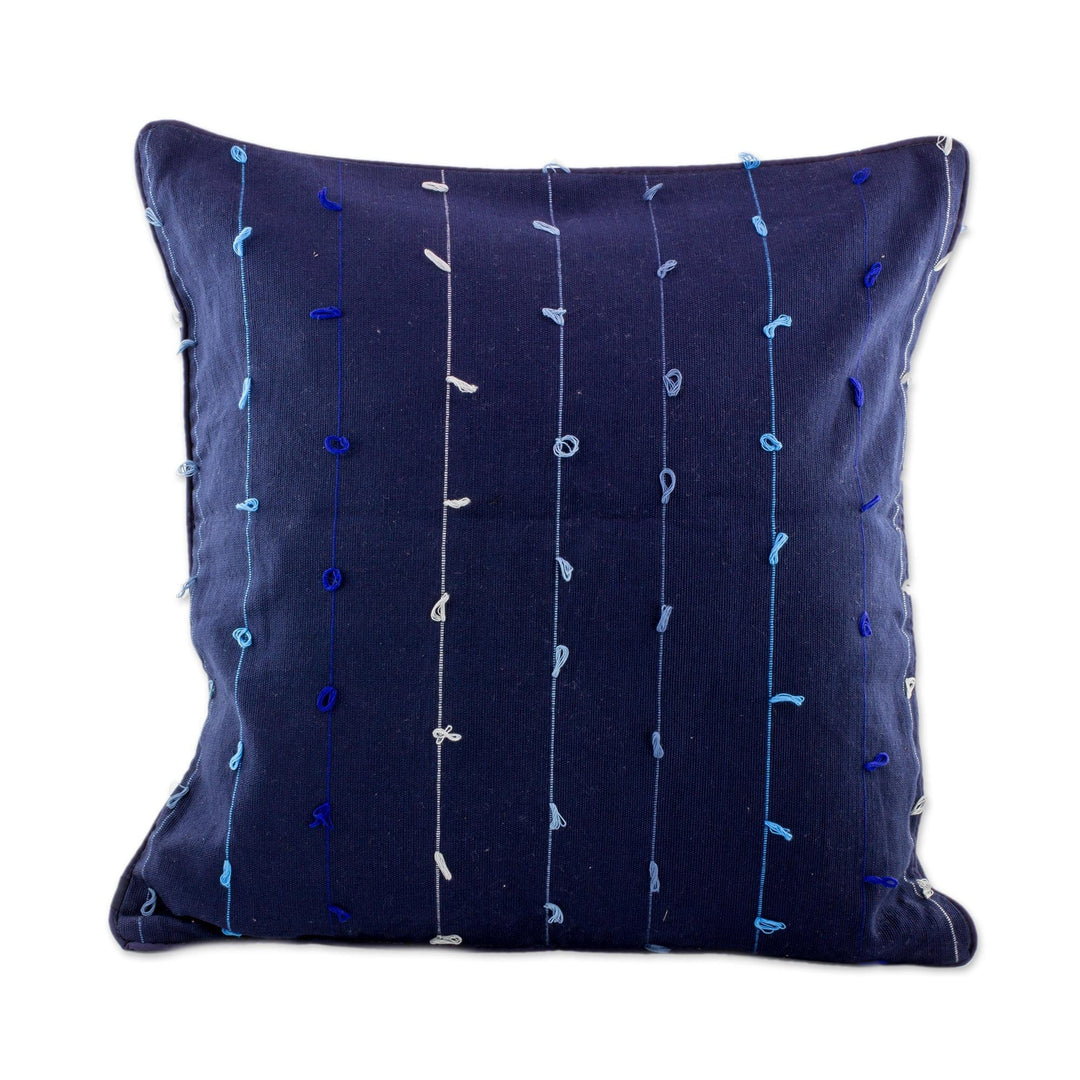 Cotton Dark Blue Cushion Cover with Gray and Blue Lines - Thoughts on Blue