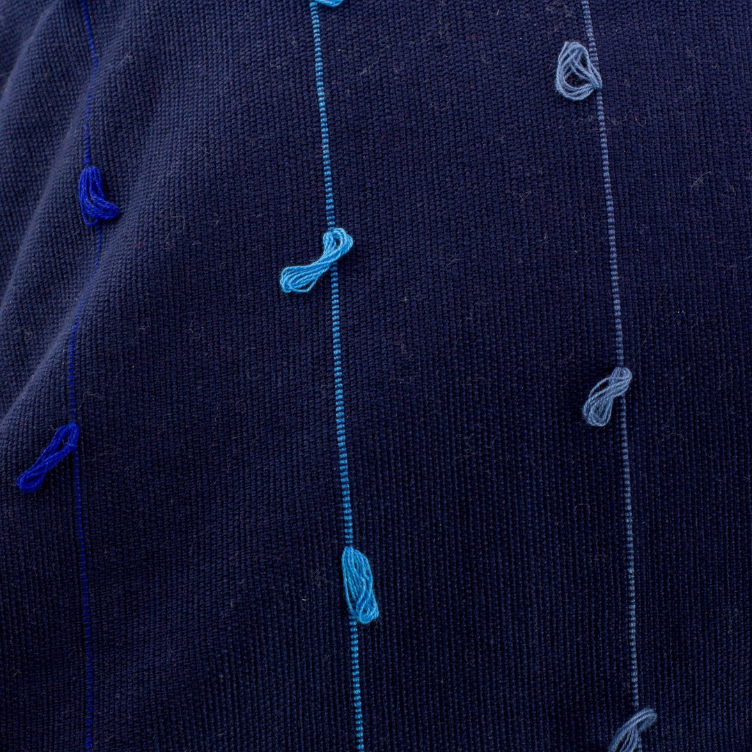 Cotton Dark Blue Cushion Cover with Gray and Blue Lines - Thoughts on Blue