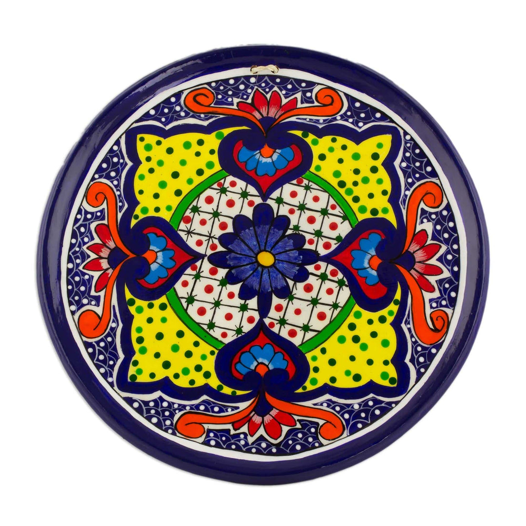 Ceramic Decorative Plate with Floral Motifs - Flowers of Enchantment