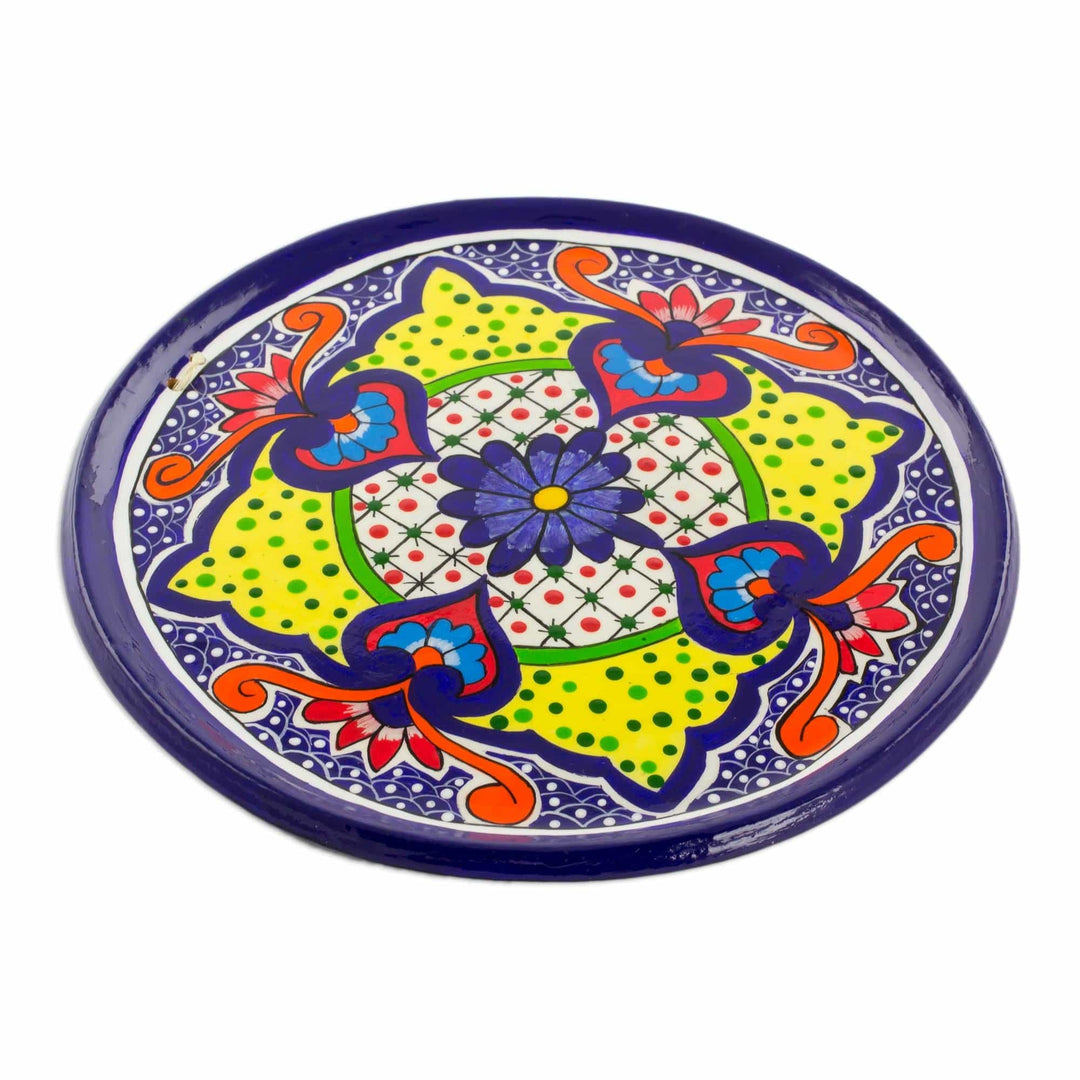 Ceramic Decorative Plate with Floral Motifs - Flowers of Enchantment