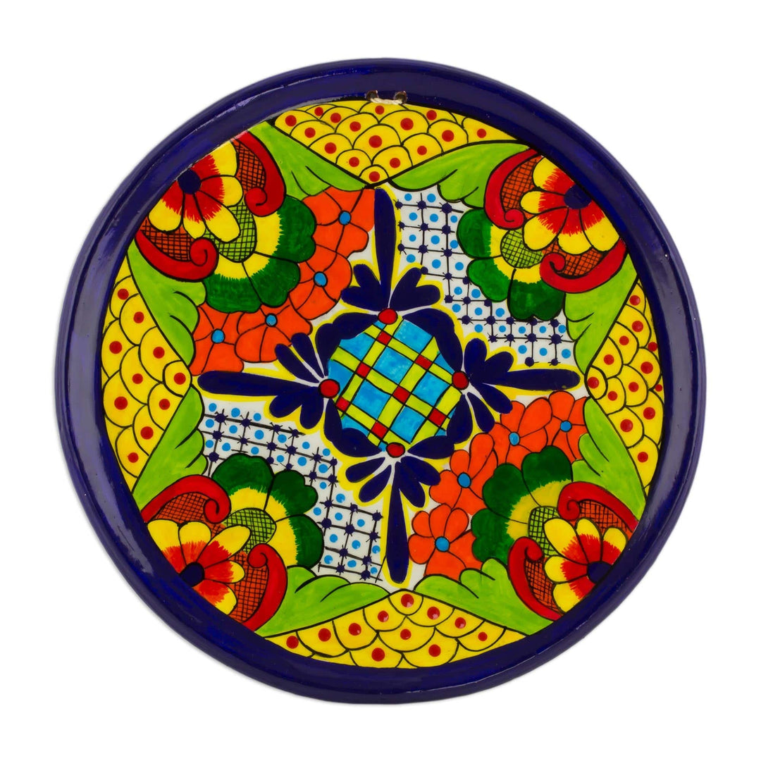Flower Motif Ceramic Decorative Plate - Floral Inspiration