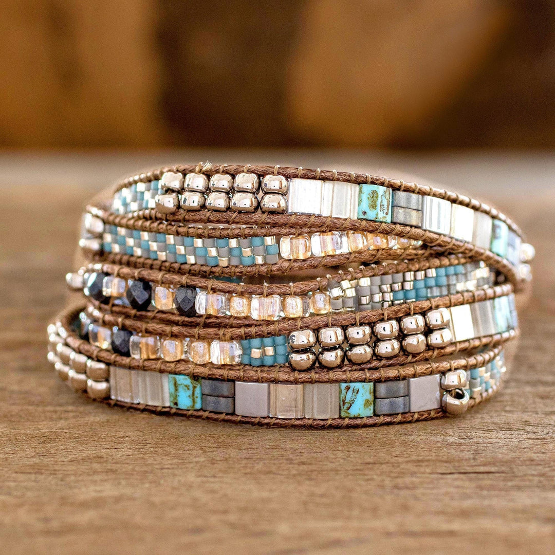 Glass Beaded Wrap Bracelet - Beachcomber