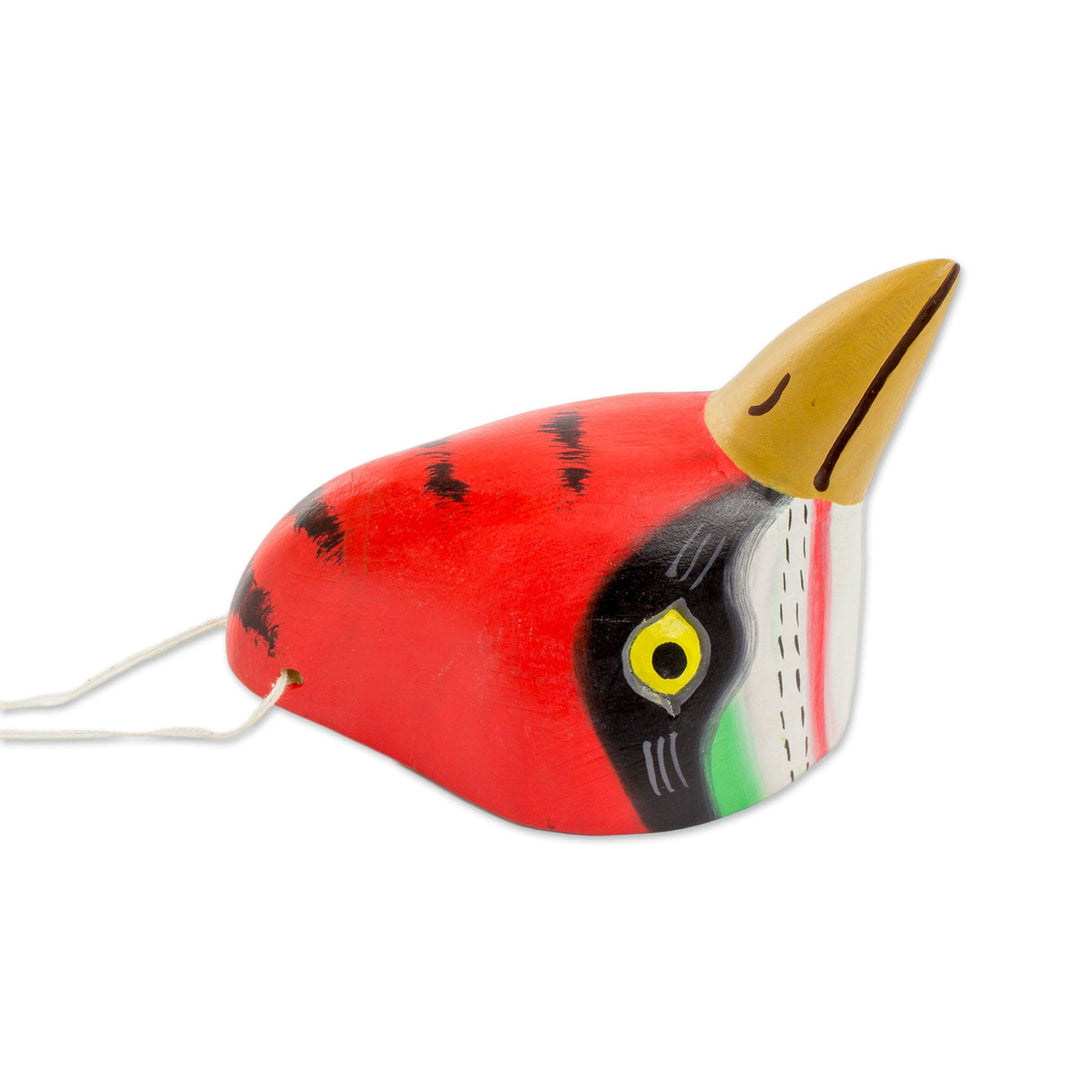 Handcrafted Pinewood Mask of a Woodpecker - Woodpecker