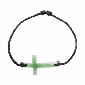 Cross-Shaped Apple Green Jade Bracelet from Guatemala - Maya Faith in Apple Green