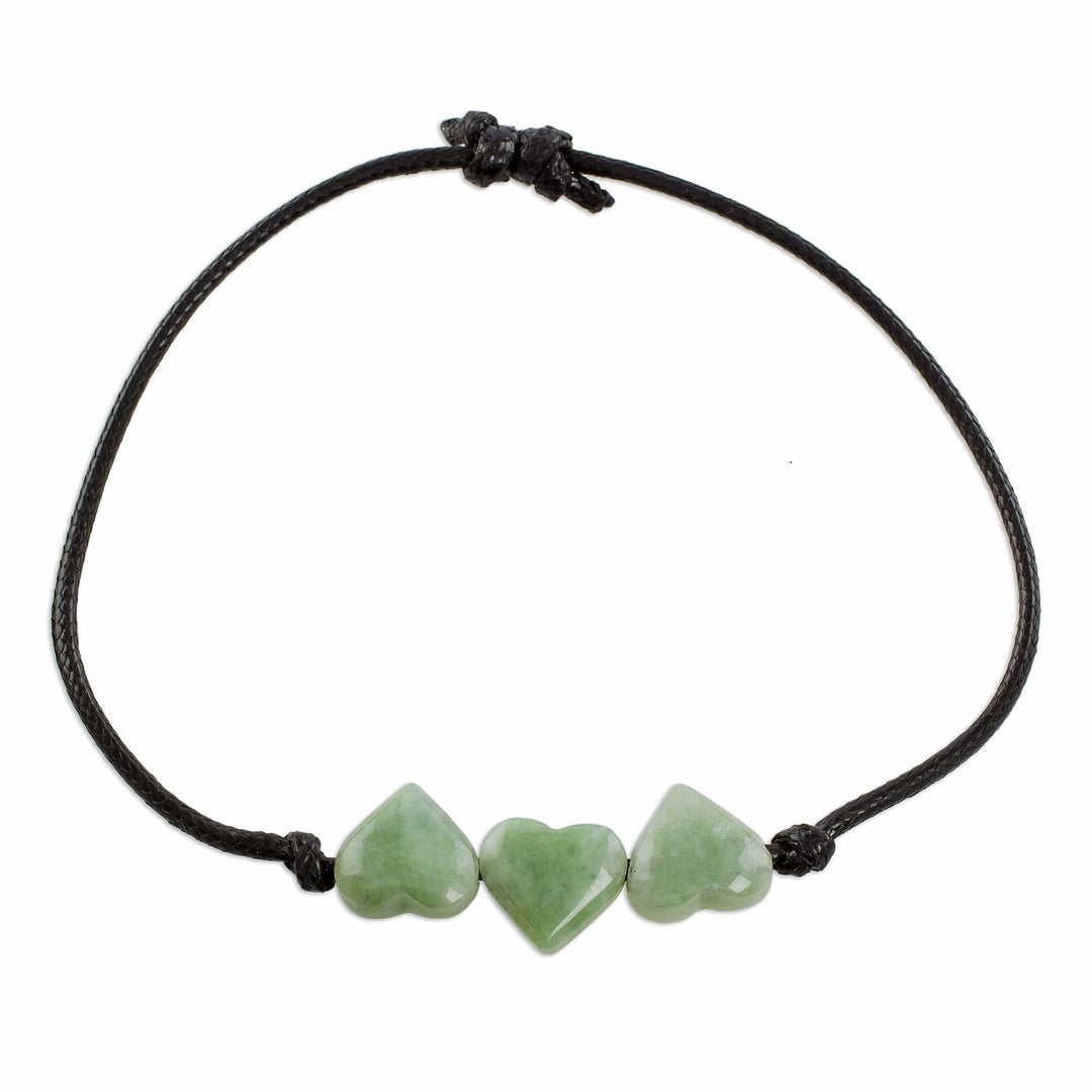Jade Heart Pendant Bracelet in Light Green - Maya Love in Light Green