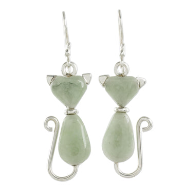 Jade Dangle Earrings - Cats of Love in Light Green