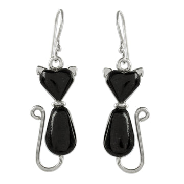 Jade Dangle Earrings - Cats of Love in Black