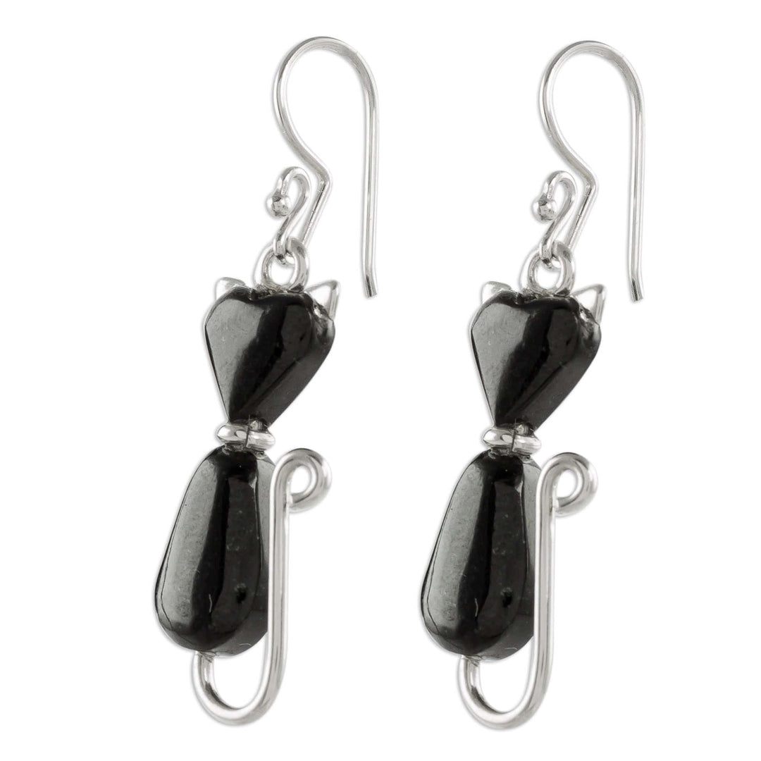 Jade Dangle Earrings - Cats of Love in Black