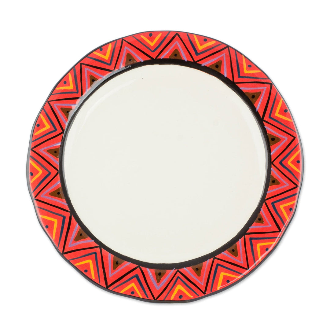 Hand Crafted Ceramic Dinner Plates With Maya Design - Tazumal