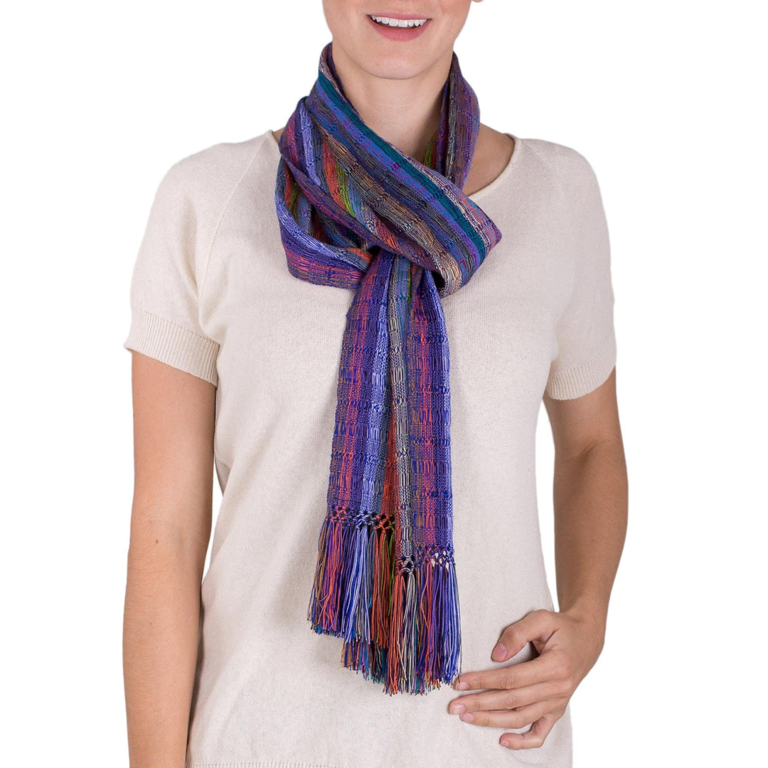 Loom Woven Rayon Multicolored Striped Scarf - Summer Fireworks