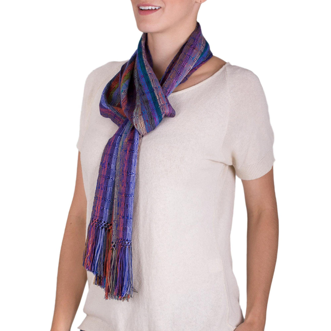 Loom Woven Rayon Multicolored Striped Scarf - Summer Fireworks