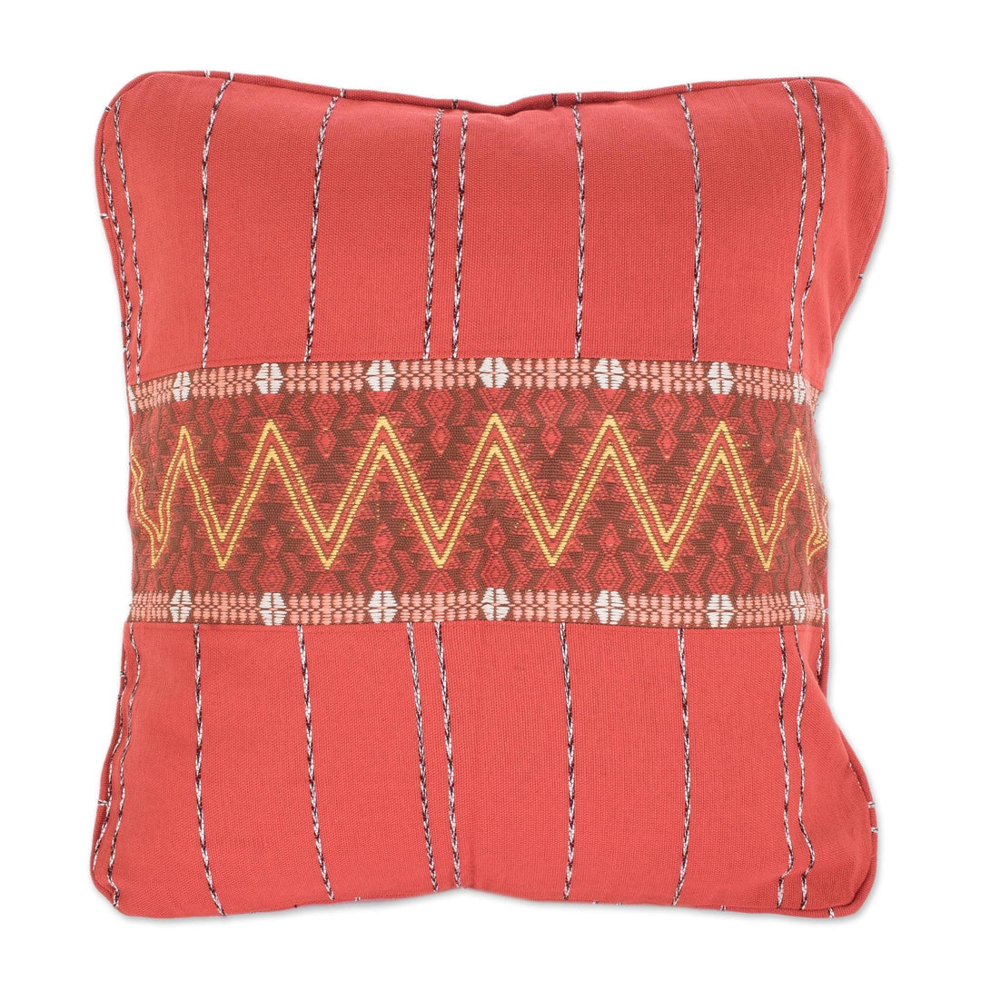 Cotton Cushion Cover in Chili - Zigzag Lines in Chili