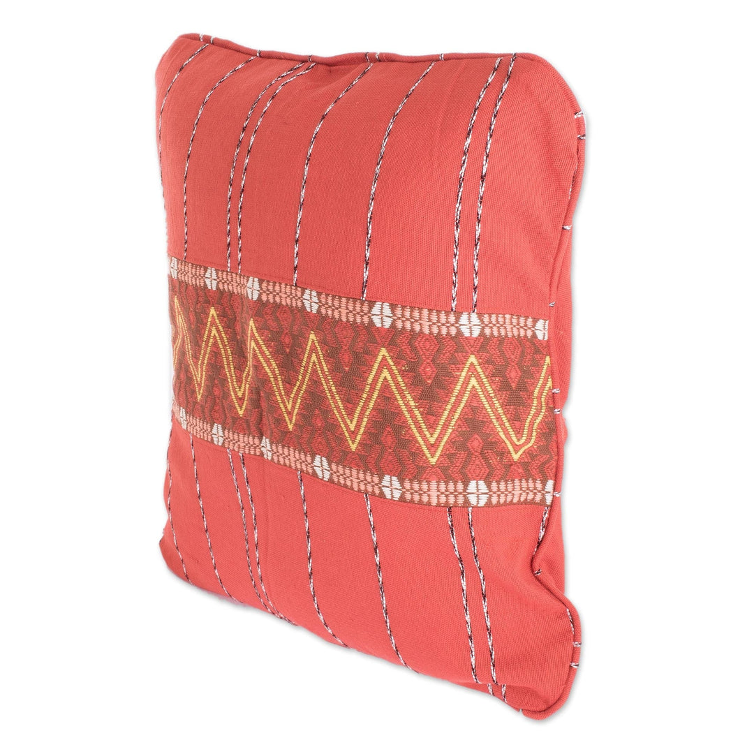 Cotton Cushion Cover in Chili - Zigzag Lines in Chili