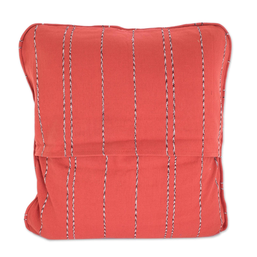 Cotton Cushion Cover in Chili - Zigzag Lines in Chili