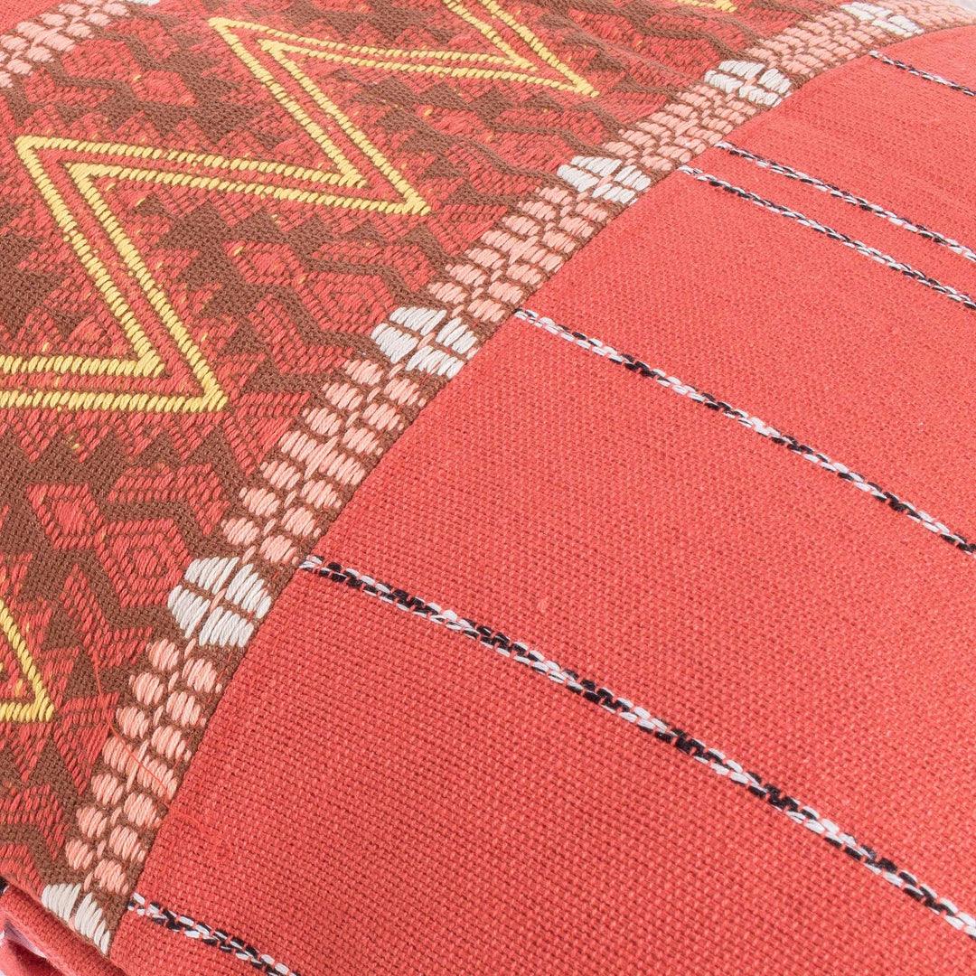 Cotton Cushion Cover in Chili - Zigzag Lines in Chili