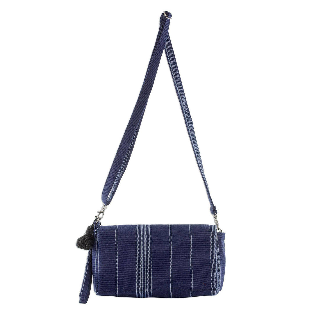 Handwoven Striped Cotton Baguette in Navy - Tactic Stripes in Navy